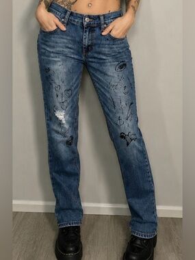 Hot Topic Jeans Halloween Punk Goth Jet Distressed Grunge Baddie Whimsigoth